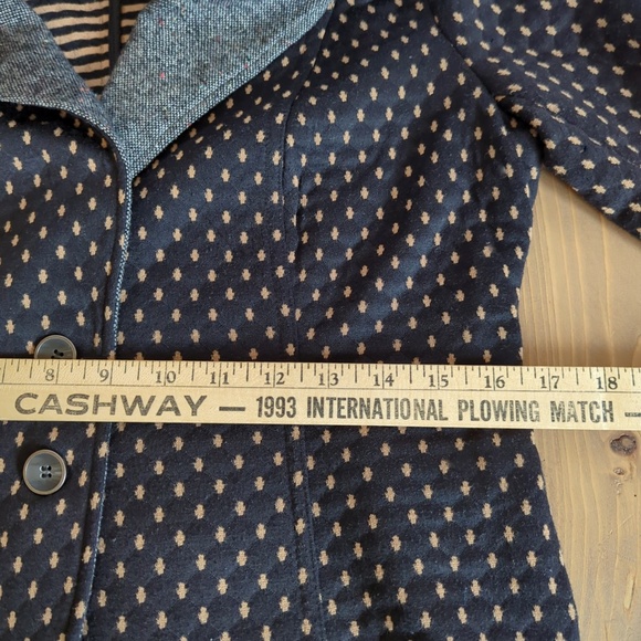 Free People Black Tan Quilted Polka Dot Knit Blazer Jacket - Picture 9 of 15